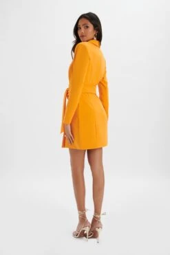 ADYA Rosette Belted Blazer Mini Dress In Orange -Lavish Alice LA 272DS63 ORN R 8075