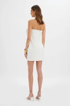 BRYANNA 3D Flower Bandeau Satin Mini Dress In White -Lavish Alice LA 272DS70 WHT 0954