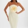 BELLE 3D Flower Bandeau Midi Dress In Champagne -Lavish Alice LA 272DS71 BEI R 7527
