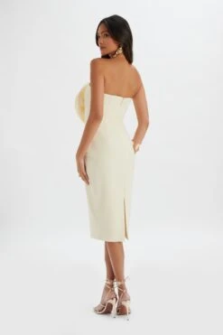 BELLE 3D Flower Bandeau Midi Dress In Champagne -Lavish Alice LA 272DS71 BEI R 7555