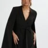 TIFFANY Belted Cape Blazer Mini Dress In Black -Lavish Alice LA 272DS72 BLK 6910