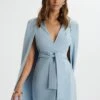 TIFFANY Belted Cape Blazer Mini Dress In Blue 2 TIFFANY Belted Cape Blazer Mini Dress In Blue -Lavish Alice LA 272DS72 BLU 7254