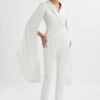 RAYNA Longline Cape Tailored Jumpsuit In White -Lavish Alice LA 272JS78 WHT 6773
