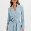 JASMIN Obi Belt Blazer With Flower Detail In Cornflower Blue -Lavish Alice LA 272JT43 BLU 3394
