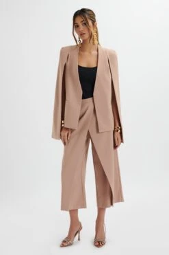 ZENDAYA Classic Cape Blazer Jacket In Camel -Lavish Alice LA 272JT74 CML 7121