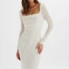 BETSY Burnout Stretch Devore Drape Back Maxi In White 2 BETSY Burnout Stretch Devore Drape Back Maxi In White -Lavish Alice LA 281DS42 WHT 3243