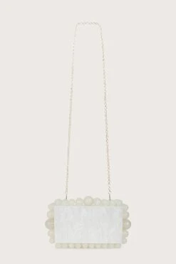 TIA Marbled Faux Pearl Box Clutch Bag In White 8 TIA Marbled Faux Pearl Box Clutch Bag In White -Lavish Alice LAVA240402 17
