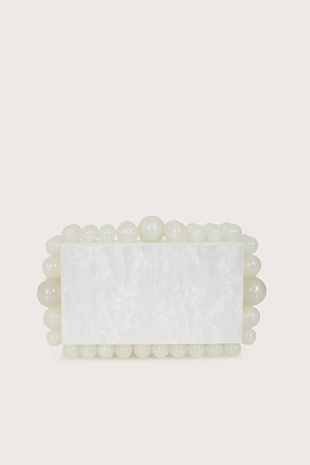 TIA Marbled Faux Pearl Box Clutch Bag In White 3 TIA Marbled Faux Pearl Box Clutch Bag In White