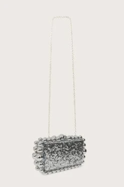 TIA Marbled Faux Pearl Box Clutch Bag In Silver -Lavish Alice LAVA240402 23