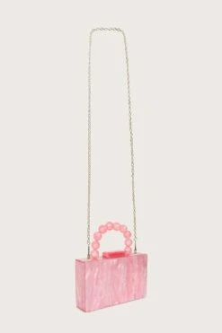 REYA Bead Handle Marbled Box Clutch Bag In Pink -Lavish Alice LAVA240402 3