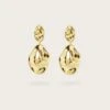 YASMIN Hammered Effect Oval Drop Gold Earrings