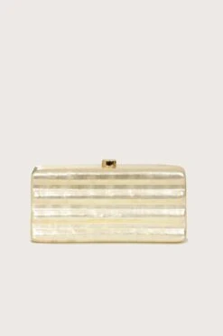 CLARETTA Ridged Box Clutch Bag In Ivory