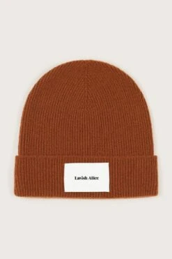 EZRA Knitted Cashmere Blend Beanie In Camel