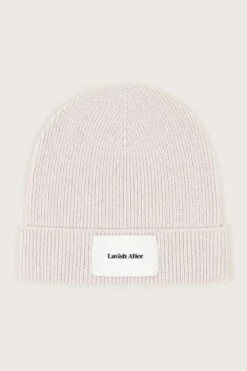 EZRA Knitted Cashmere Blend Beanie In Sand