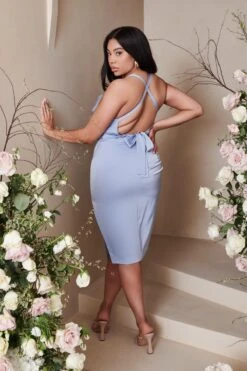 LILIANA Curve Cross Back Cowl Neck Midi Dress In Cornflower Blue -Lavish Alice LA SPRING22 CAMPAIGN 114781 26e0af09 af71 4b81 a647 ee8bc2852e25