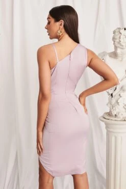 AALIYAH Cowl Neck One Shoulder Wrap Dress In Lavender -Lavish Alice LA SPRING22 ECOM 111732