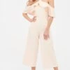 KENNEDY Bardot Frill Halterneck Culotte Leg Jumpsuit In Nude -Lavish Alice LA SUMMER19 26014