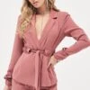 ALLISON Belted Ruche Sleeve Jacket In Dusty Rose -Lavish Alice LA SUMMER19 31686