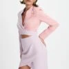 ELLIE Colour Block Blazer Wrap Mini Dress In Lilac & Pink