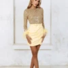 ANNIE Beaded Sequin Mini Dress In Yellow