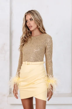 ANNIE Beaded Sequin Mini Dress In Yellow -Lavish Alice annie2
