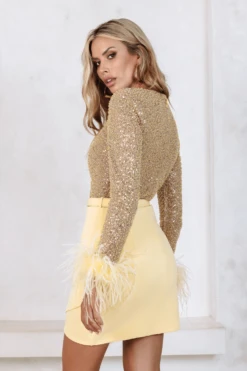 ANNIE Beaded Sequin Mini Dress In Yellow -Lavish Alice annie3