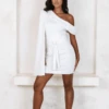 DIANA Off Shoulder Cape Mini Dress In White -Lavish Alice diana1copy