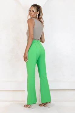 RAQUEL Fit And Flare Trouser In Apple Green -Lavish Alice k3