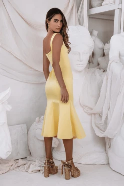 LAINEY Stitch Detail Midi Slip Dress In Yellow -Lavish Alice lainey4