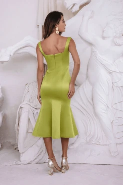 LAINEY Stitch Detail Midi Slip Dress In Olive -Lavish Alice laineyolive3