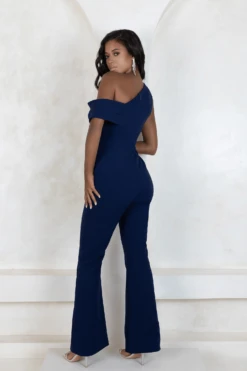 RYLIE One Shoulder Pleat Detail Jumpsuit In Navy -Lavish Alice rylie4